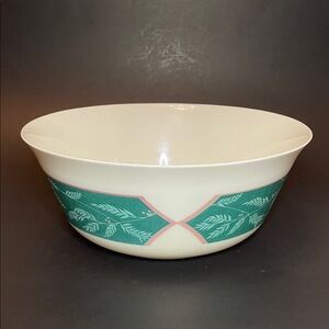 ARCOPAL FRANCE Vintage Milk-Glass Green Pink Ivory Patterned Collectible  Bowl